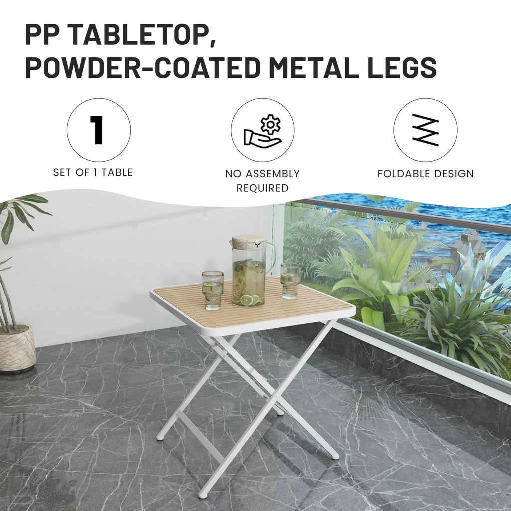 Modern Folding Square Table, Water Proof And Wear Resistant - Apricot / White
