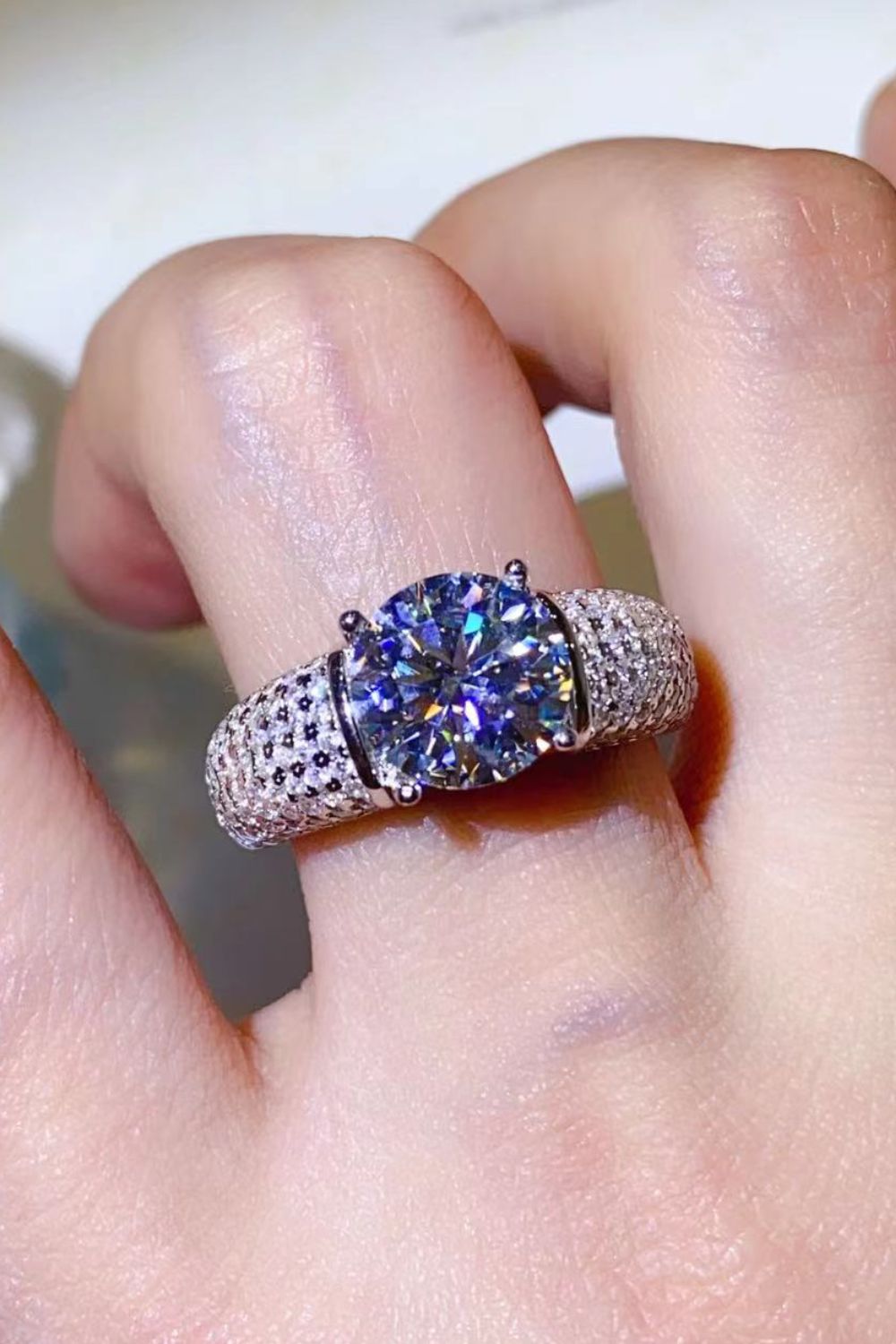 3 Carat Green Sparkala™ Side Stone Ring