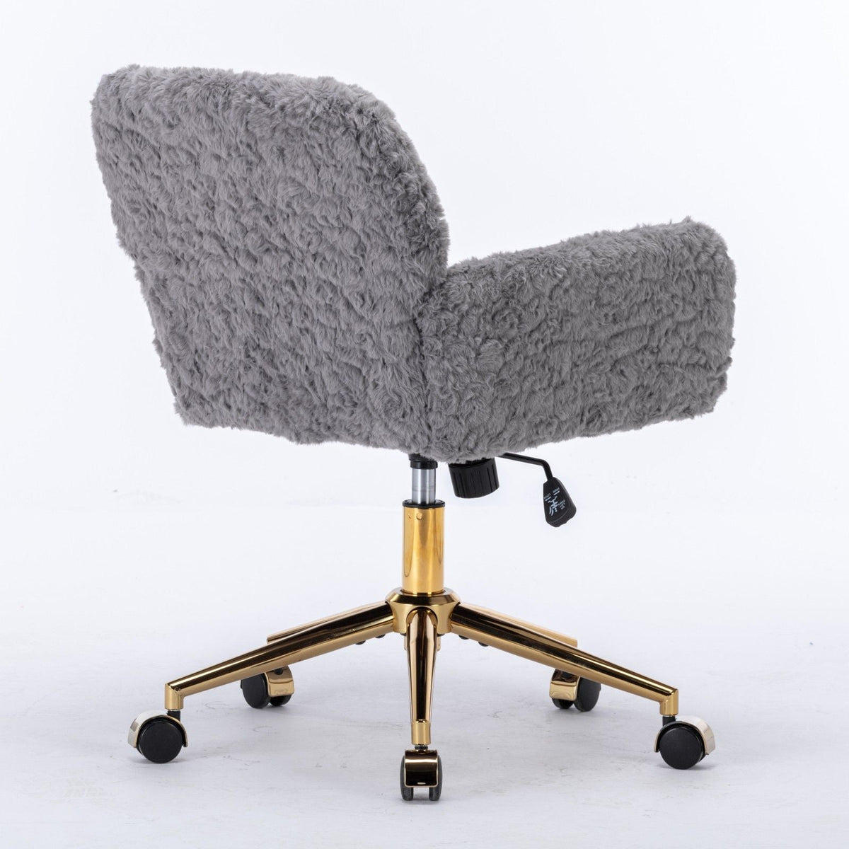 Office Chair, Artificial Rabbit Hair Home Office Chair With Metal Base, Adjustable Desk Chair Swivel Office Chair, Vanity Chair