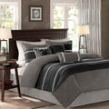 7 Piece Faux Suede Comforter Set Black California King