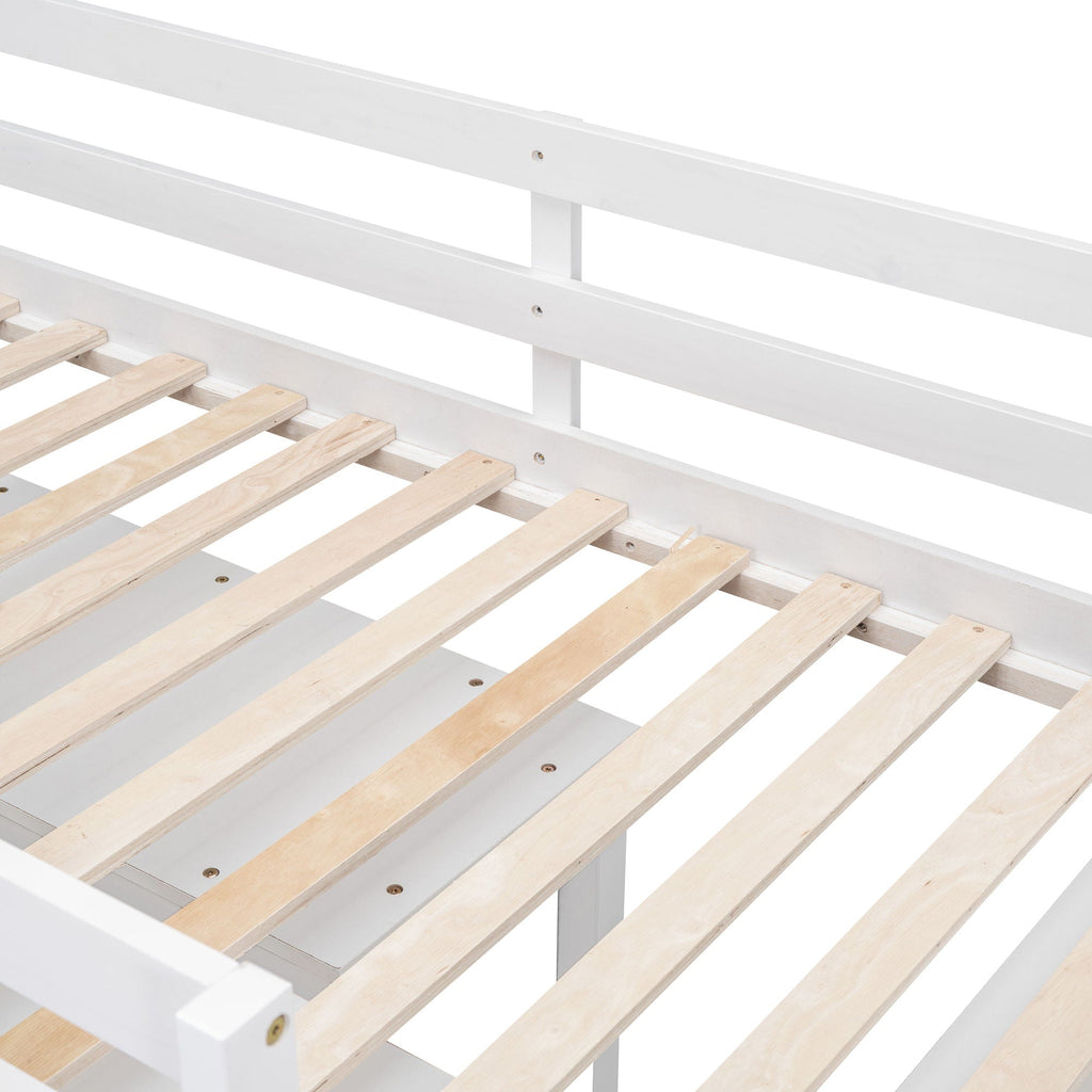 Loft Bed With Retractable Writing Desk And 4 Drawers, With Lateral Portable Desk And Shelves