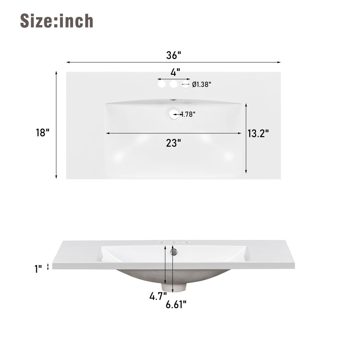 Shaker Free Standing Bathroom Vanity Cabinet With Sink, Soft Close Drawers, Soft Close Doors