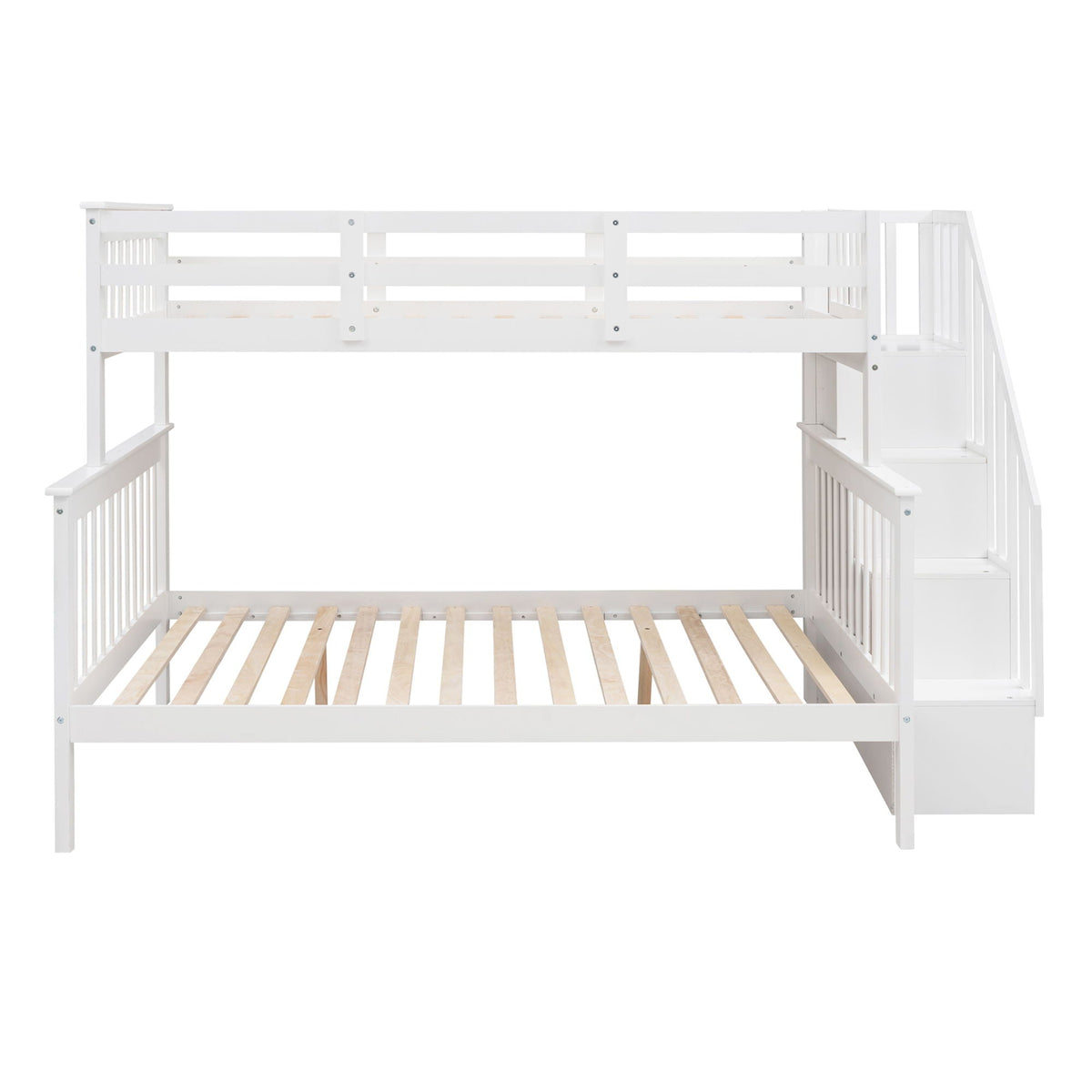 Stairway Bunk Bed With Storage And Guard Rail For Bedroom