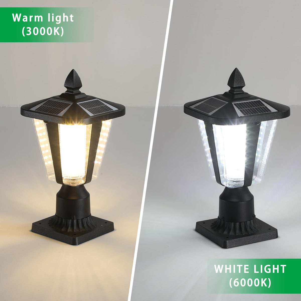 15' Solar Powered Outdoor Lantern, Modern Garden Light with LED (2-Pack)