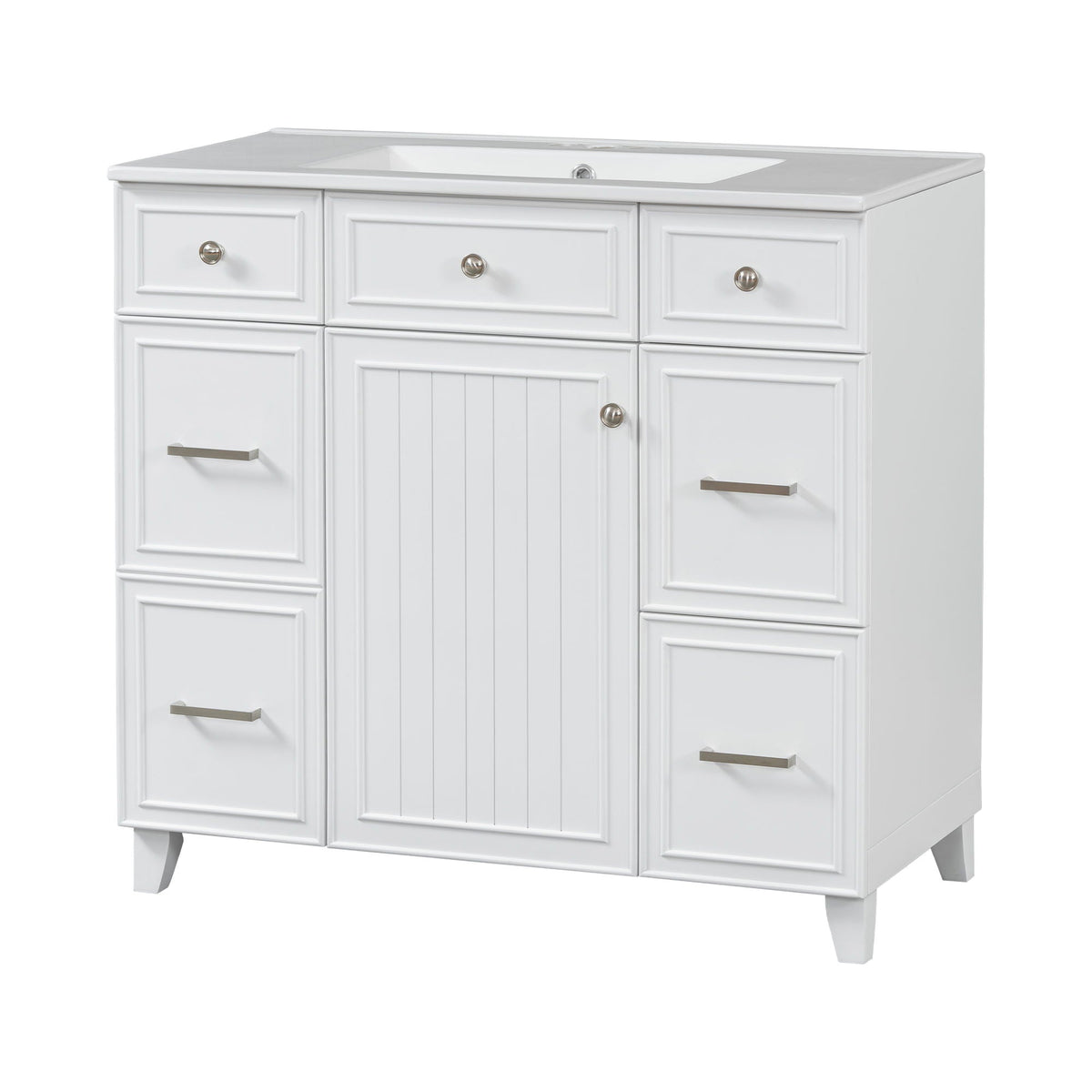 Bathroom Vanity With Ceramic Sink, Soft Close Doors, Adjustable Shelves