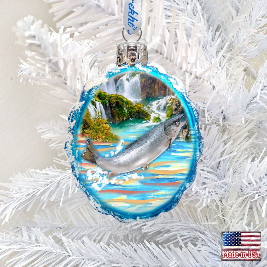 Salmon Mercury Glass Ornament by G. DeBrekht - Wildlife Holiday Decor - 771055