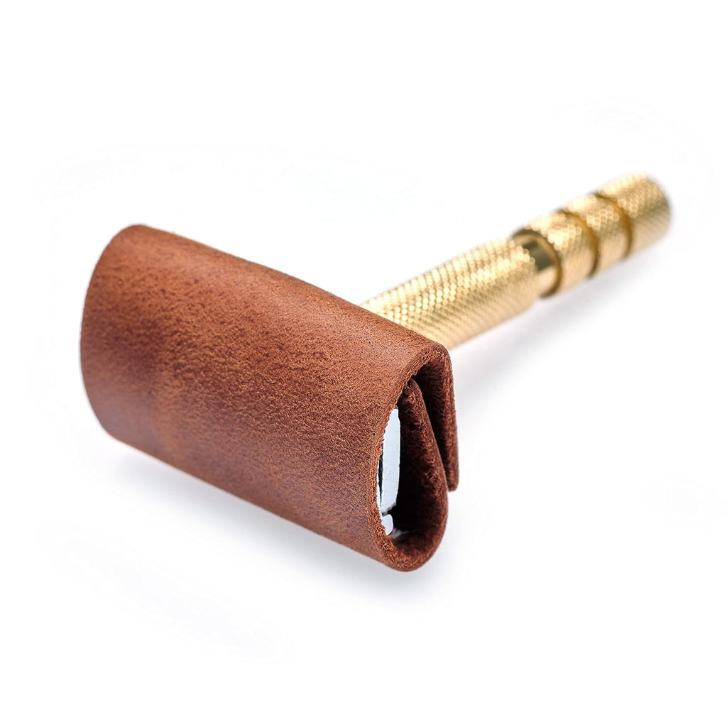Safety Razor Head Protecting Leather Cover, Genuine Leather Double Edge Safety Razor Case Accessories For Travel, Butterfly Razor Case