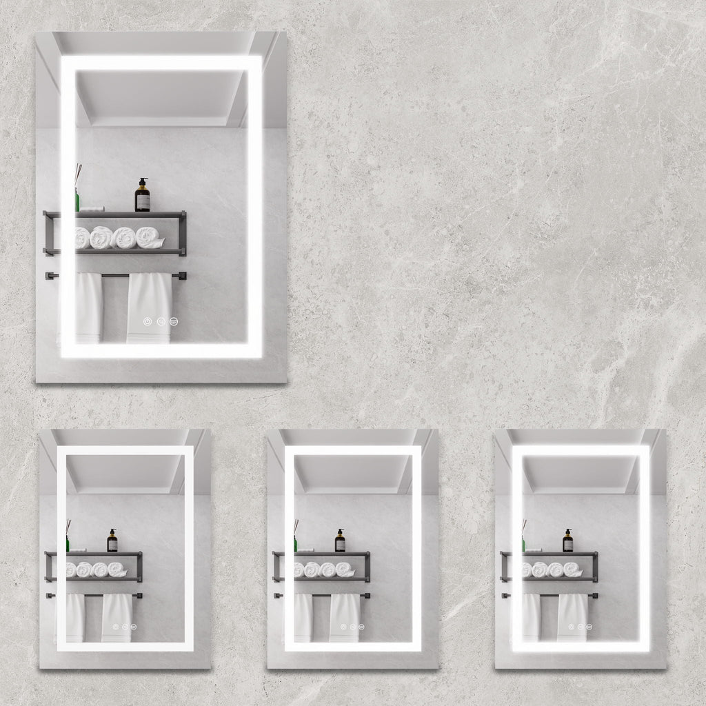 20 X 28" Bathroom Medicine Cabinet With Mirror Wall Mounted LED Bathroom Mirror Cabinet With Lights, Anti-Fog, Waterproof, Dimmable, 3000K~6000K, Single Door, Touch Swich, Storage Shelves - Silver