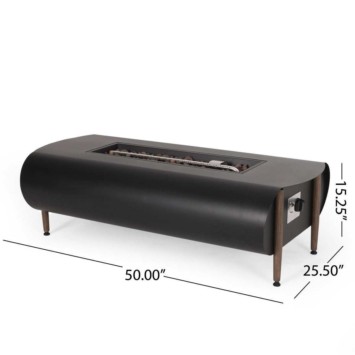 Vernon Rectangle Fire Pit 50,000 BTU - Dark Gray