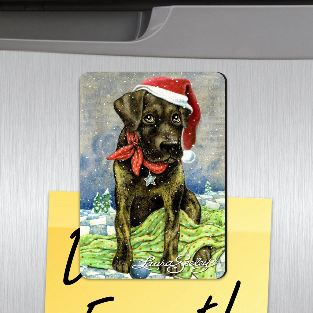 Flurries Fetch and Fun Santa Dog Eco Wood Refrigerator Magnets Set of 3