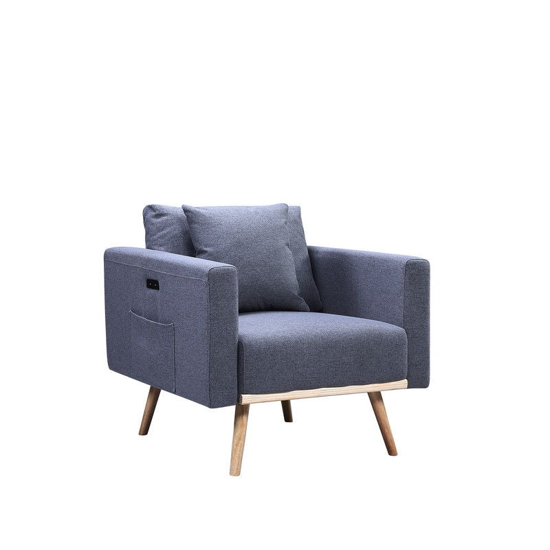 Easton - Fabric Living Room Set With USB Charging Ports Pockets And Pillows (Set of 2)