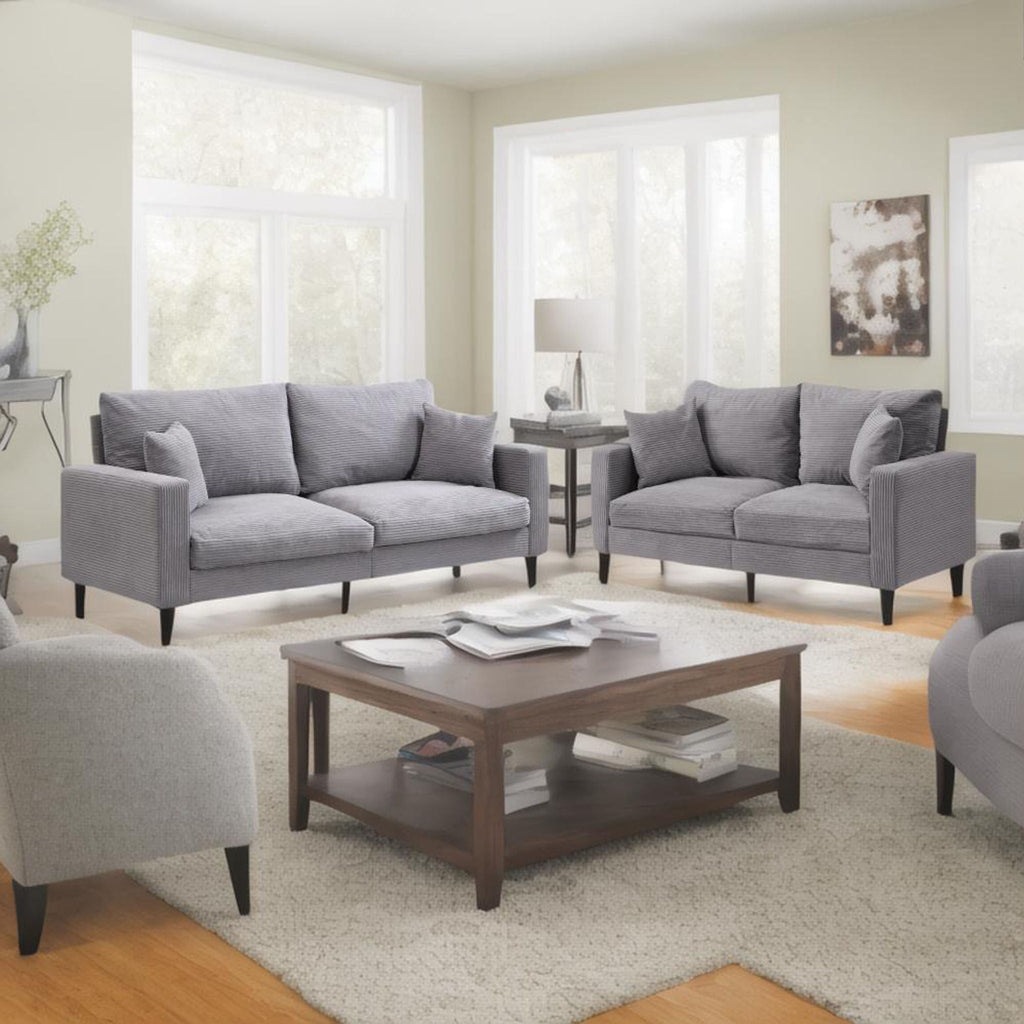 Modern Upholstered 2 Piece Sofa Set With 3 Seater And 2 Seater