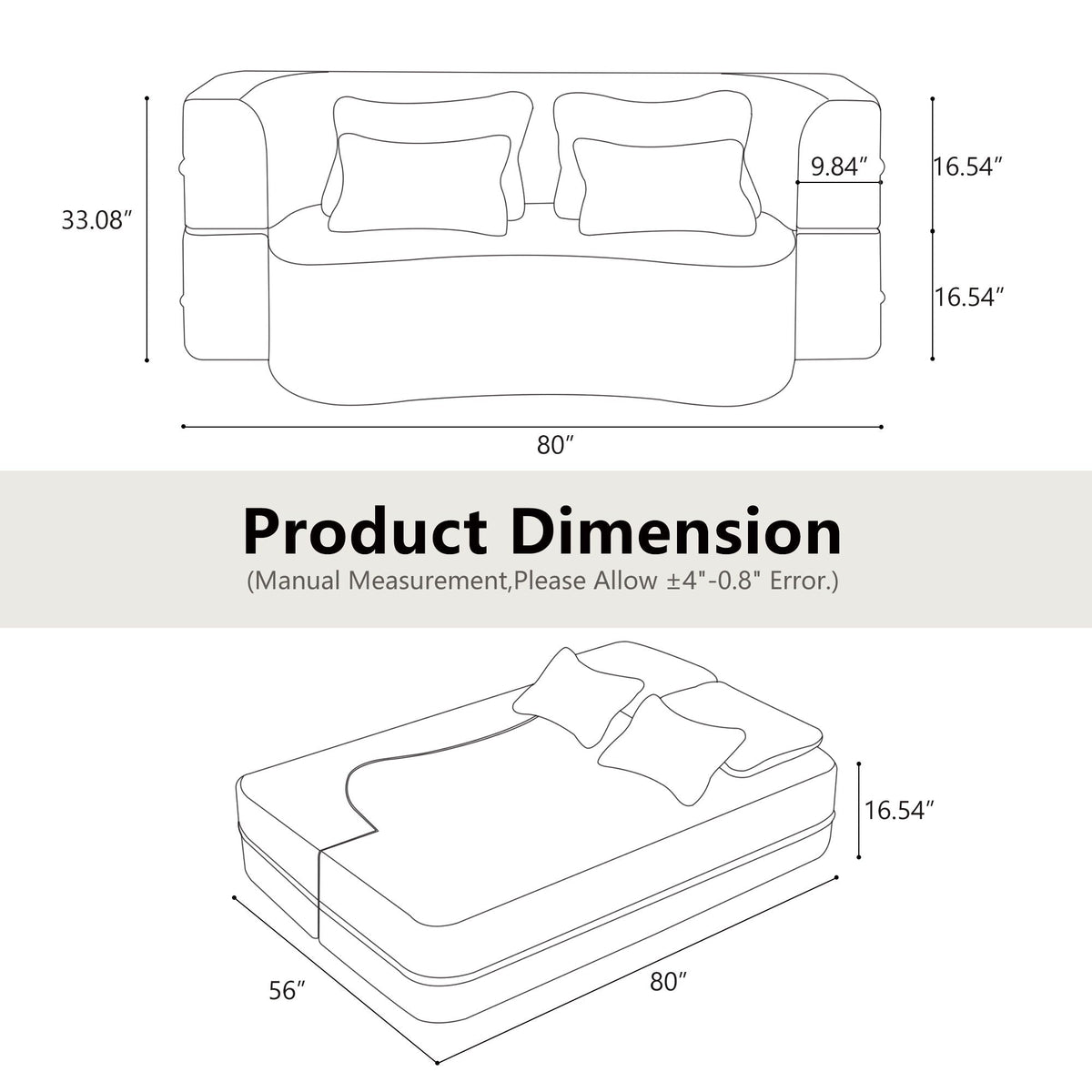 Modern Floor Sofa With 4 Pillows