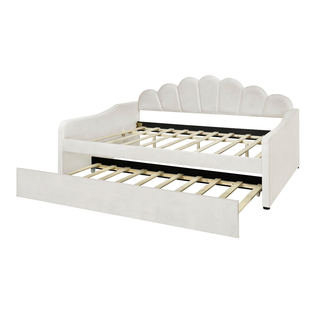 Upholstery Daybed Frame With Shell Shaped Backrest