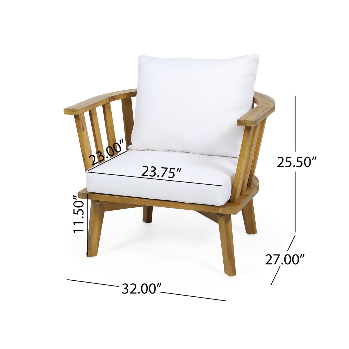 4-Pieces Acacia Wood Patio Furniture Set with Cushions