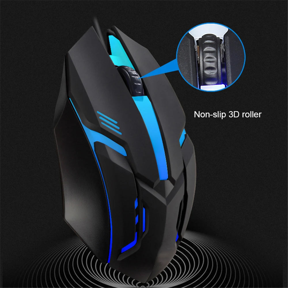 E-Sports USB Wired Mouse, Colorful 3-Button LED Gaming Mouse, Wired Optical Mouse, Suitable for Desktop and Laptop Computers
