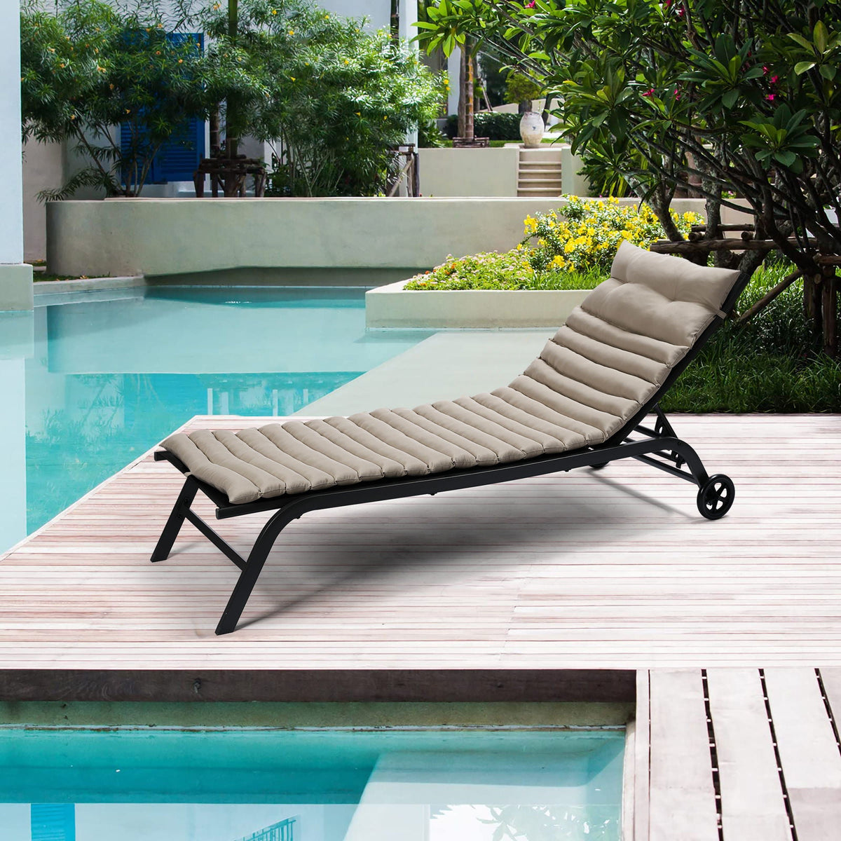 2 Piece Outdoor Chaise Lounge Chair Cushion Replacement Set