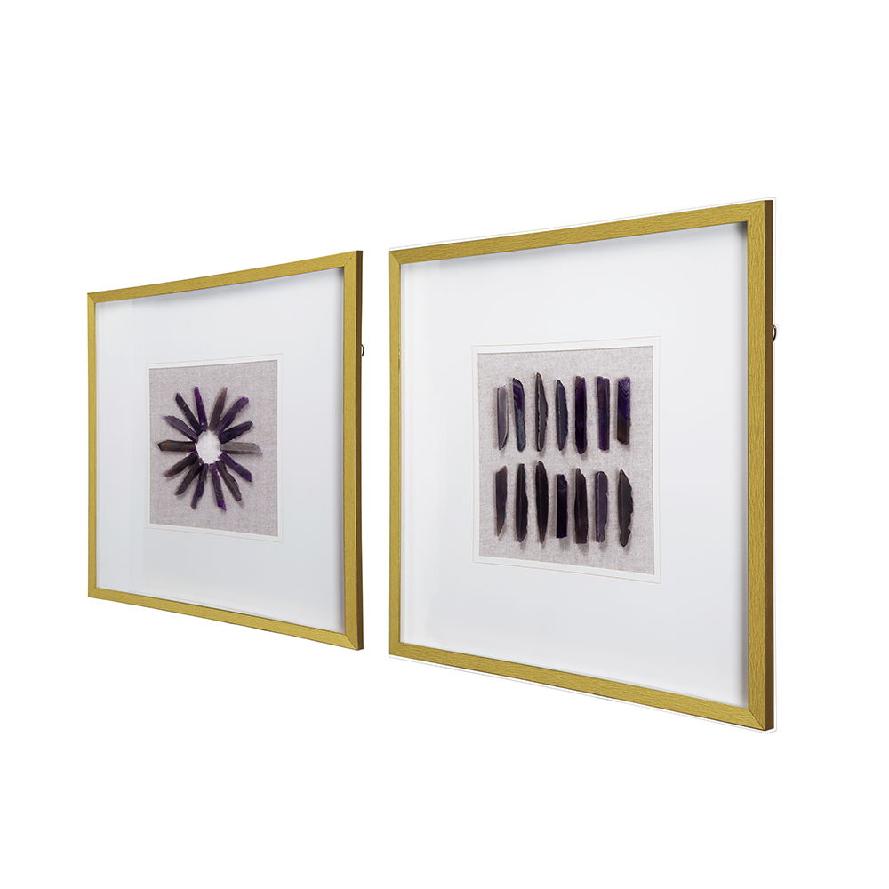 Grace Purple Agate Shadow Boxes Wall Art Set of 2 - Multicolor