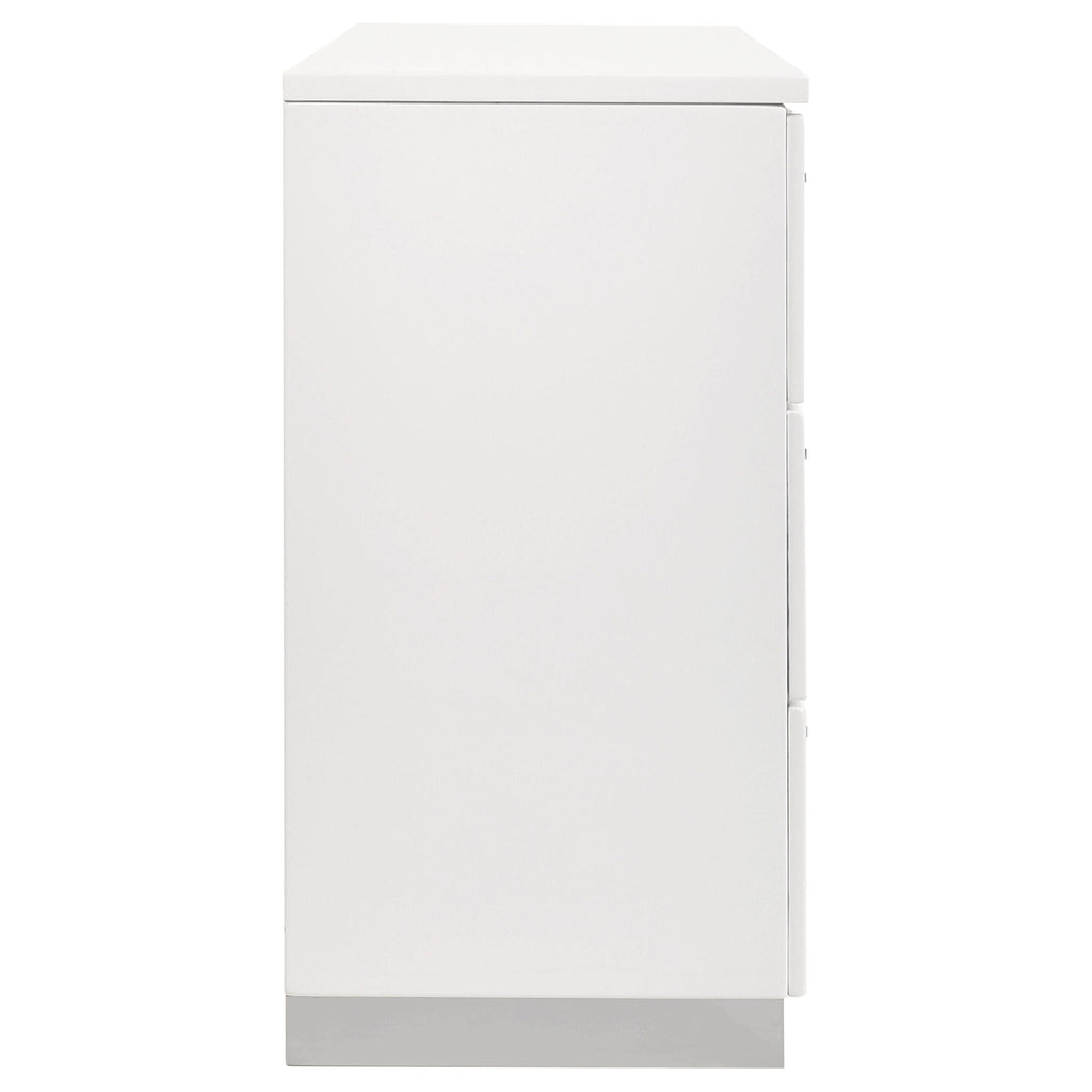 Dulcey - 6 Drawer Dresser With Accents, Bedroom Storage - Gloss White