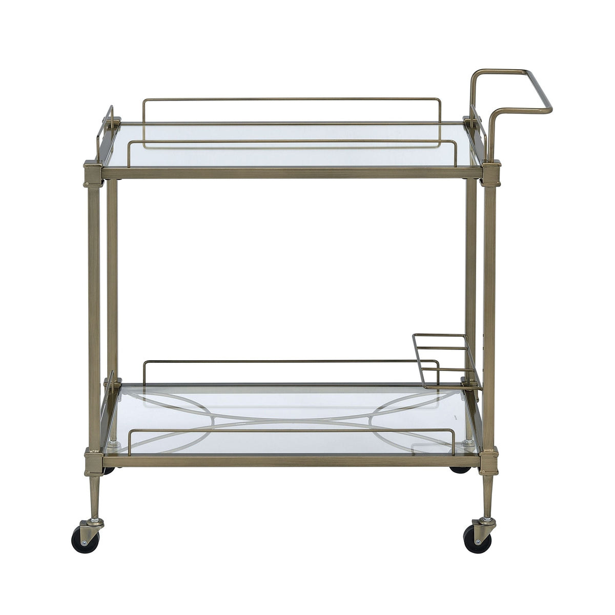 Aditya Mirrored & Antique Brass Finish Serving Cart