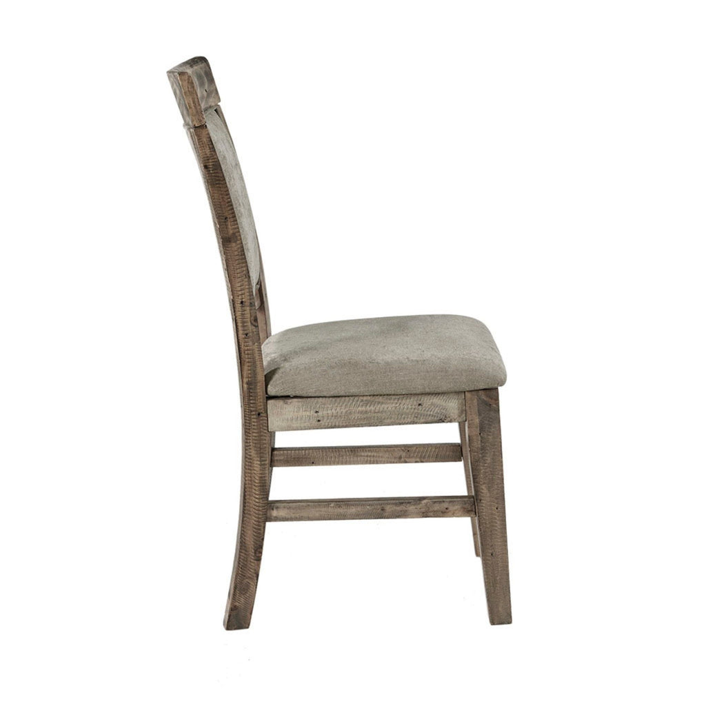 Dining Side Chair Set With Cushioned Back And Seat (Set of 2) - Weathered Gray / Natural