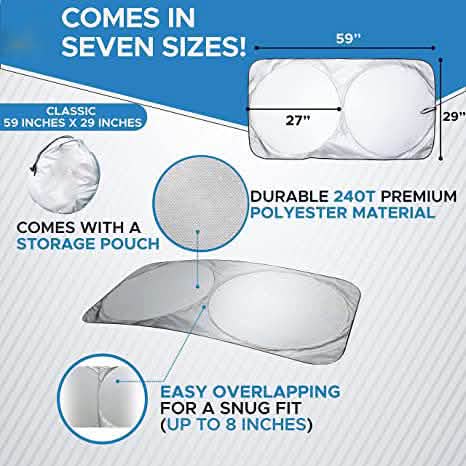 EcoNour Car Windshield Sun Shade with Storage Pouch