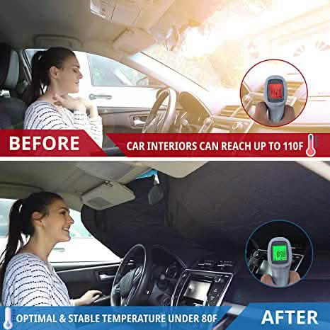 EcoNour Car Windshield Sun Shade with Storage Pouch