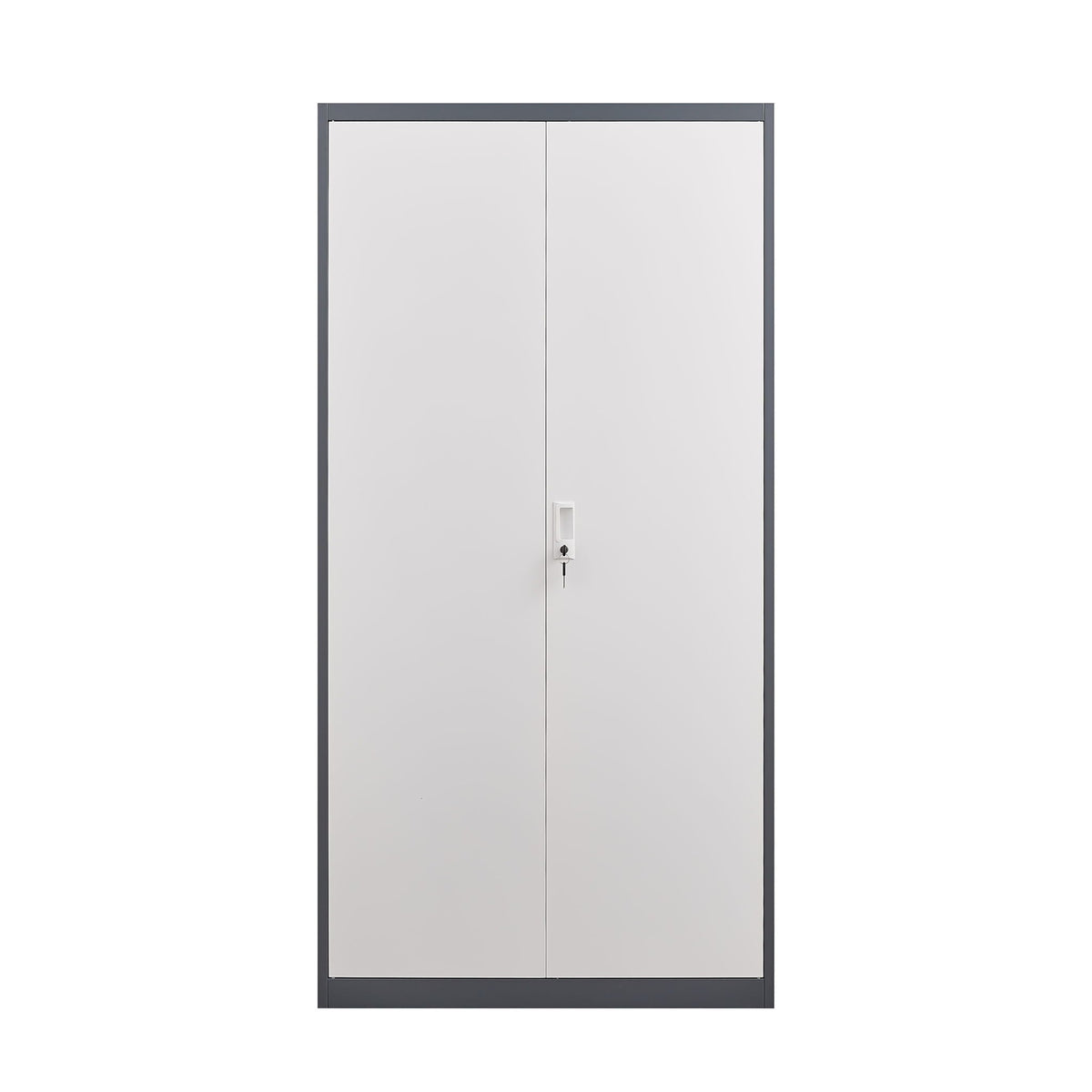 Wardrobe With Hanging Rod And Compartments, Lockable Closet With Locks & Keys For Bedroom - Gray