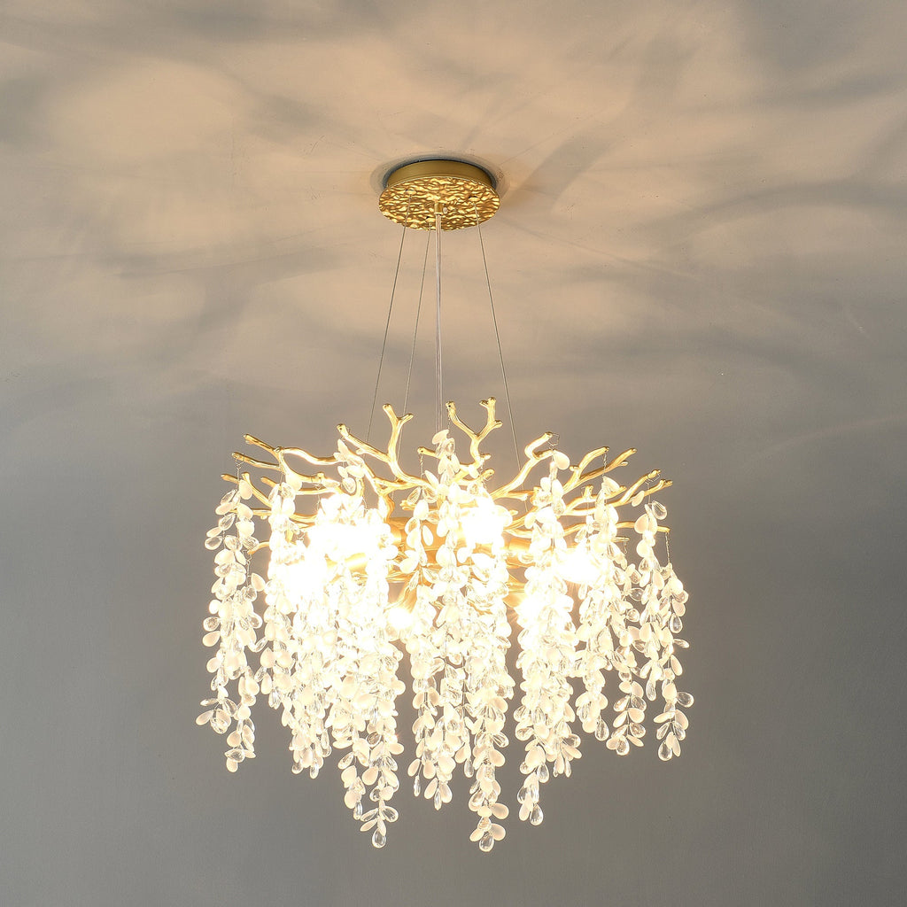 6-Light Chandelier Crystal Ceiling Lamp in Gold