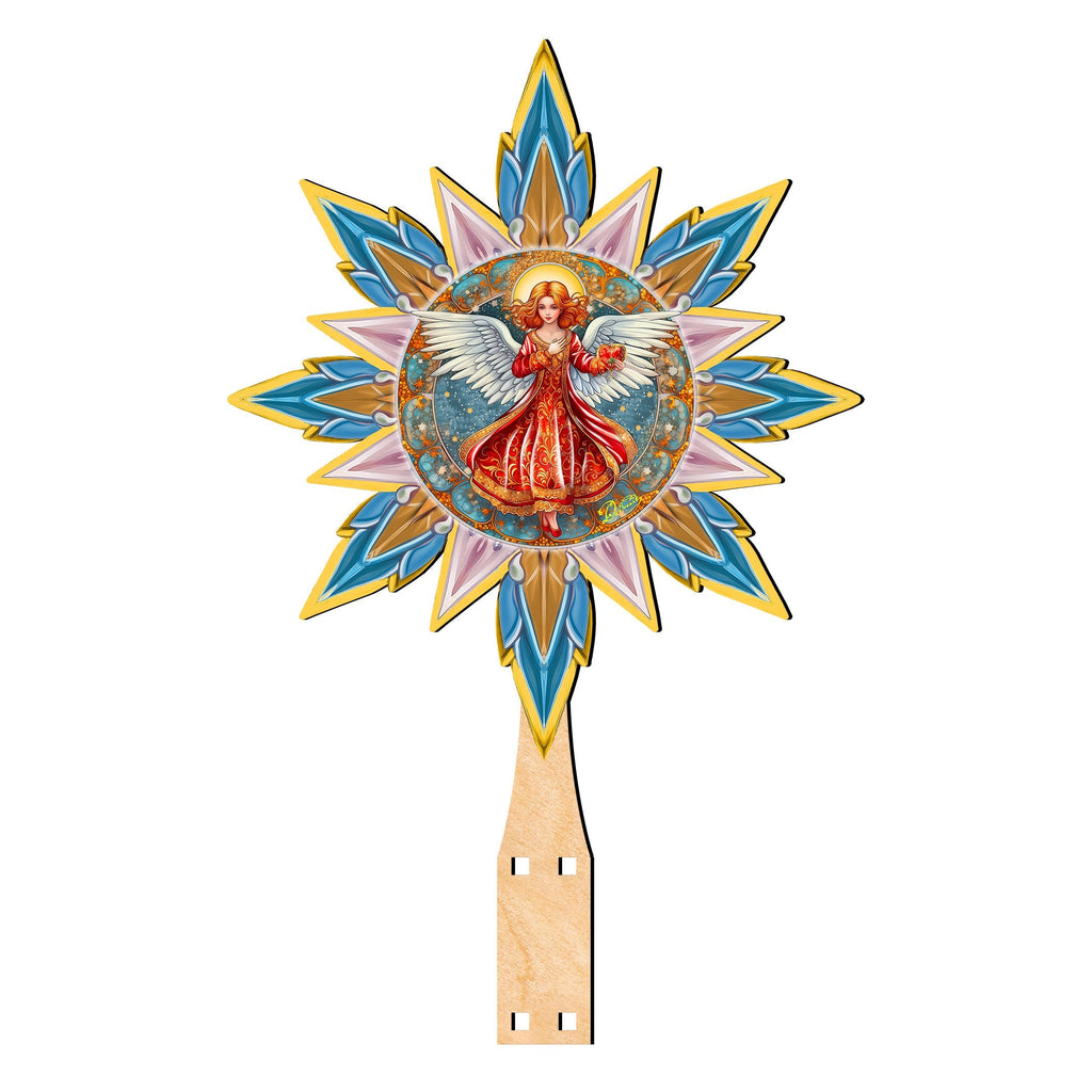 Angel with Love Star Tree Topper Wooden Decor by G. Debrekht - Nativity Holiday Decor - 89508
