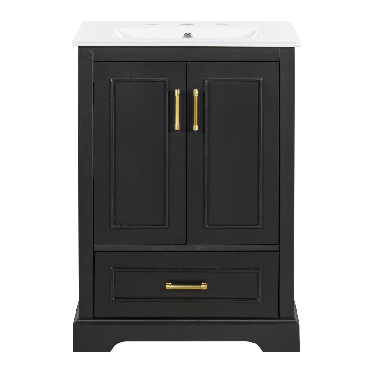 Bathroom Vanity With Sink, 1 Divided Drawer And 2 Soft Close Doors With Double Shelf