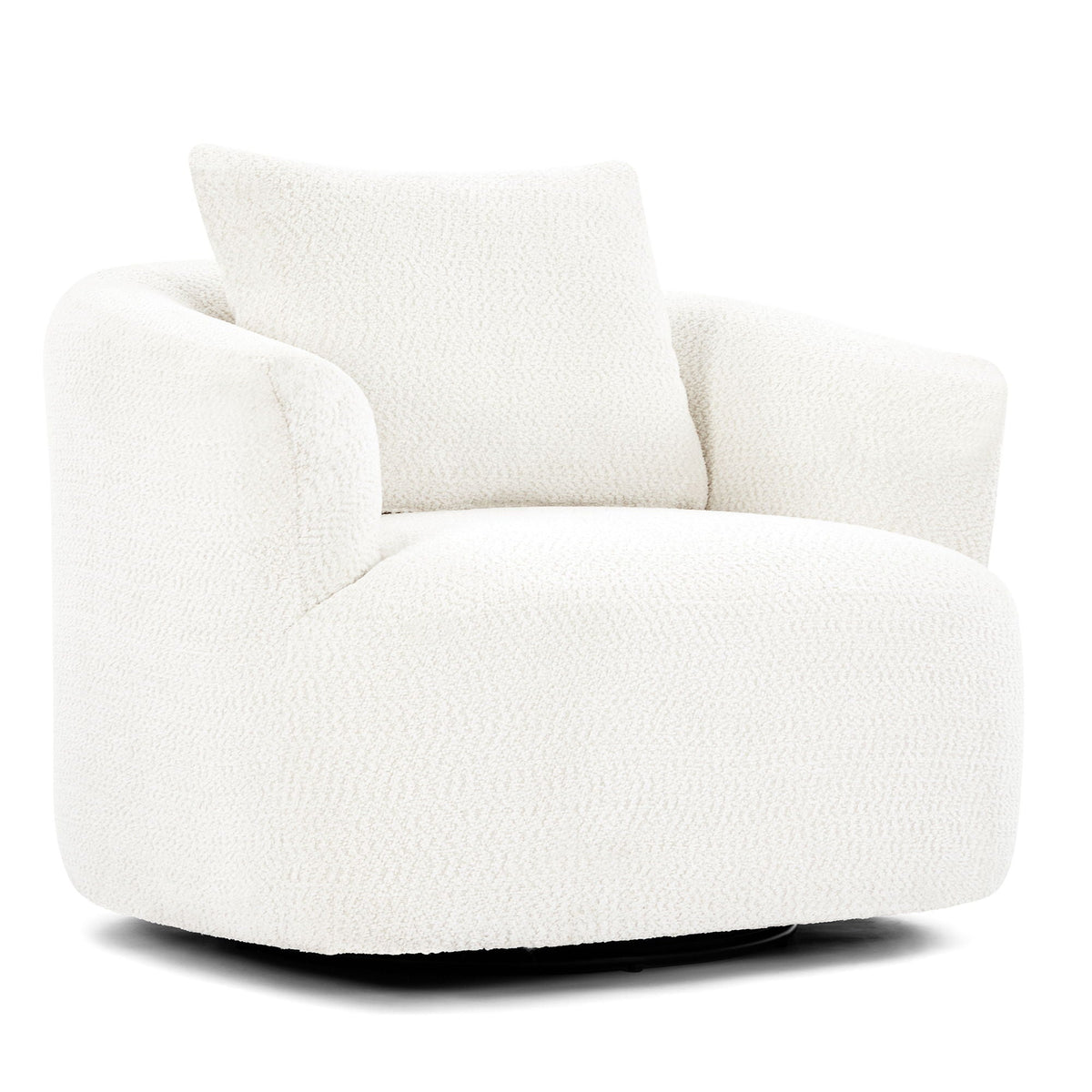 360° Swivel Barrel Sofa Chair With Throw Pillow, Upholstered Accent Chair