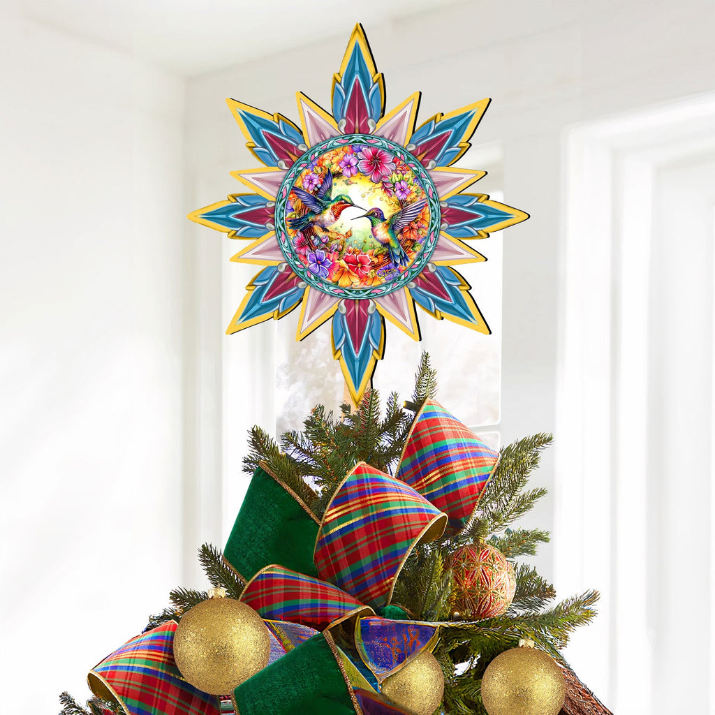 Hummingbird Heaven Star Tree Topper Wooden Decor by G. Debrekht - Wildlife Holiday Decor - 89512