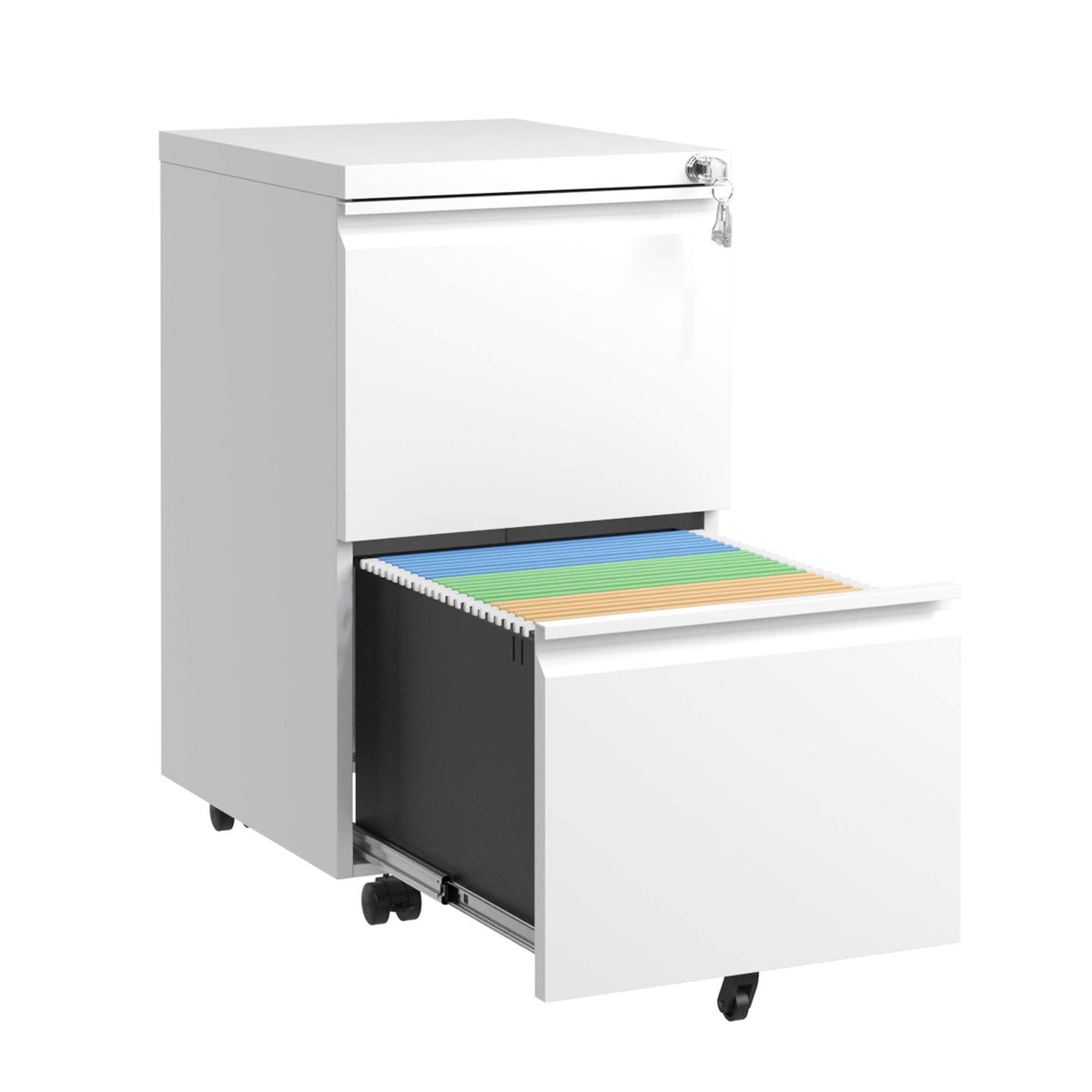 Metal Drawer Mobile File Cabinet With Lock For Home Office Organizer
