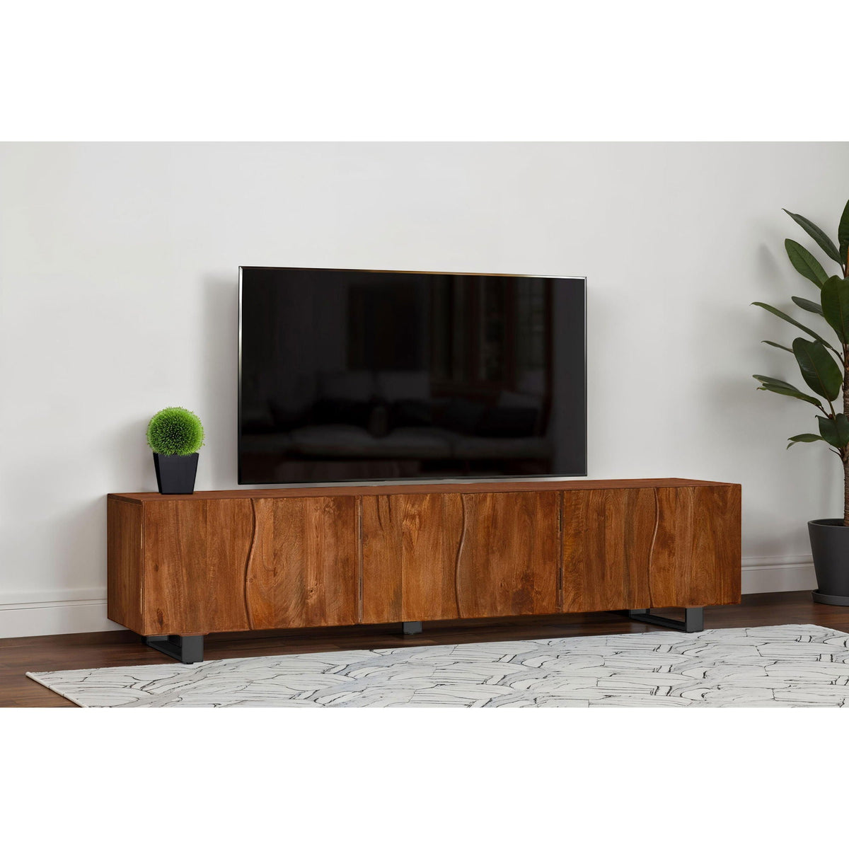 Harper - TV Stand Media Console With Curved Doors - Brown