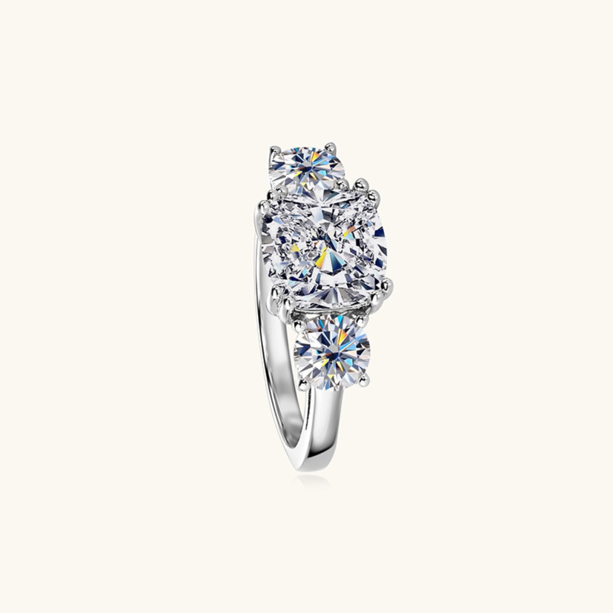 3.5 Carat Sparkala™ Three-Stone Ring (Platinum over Fine Sterling Silver)