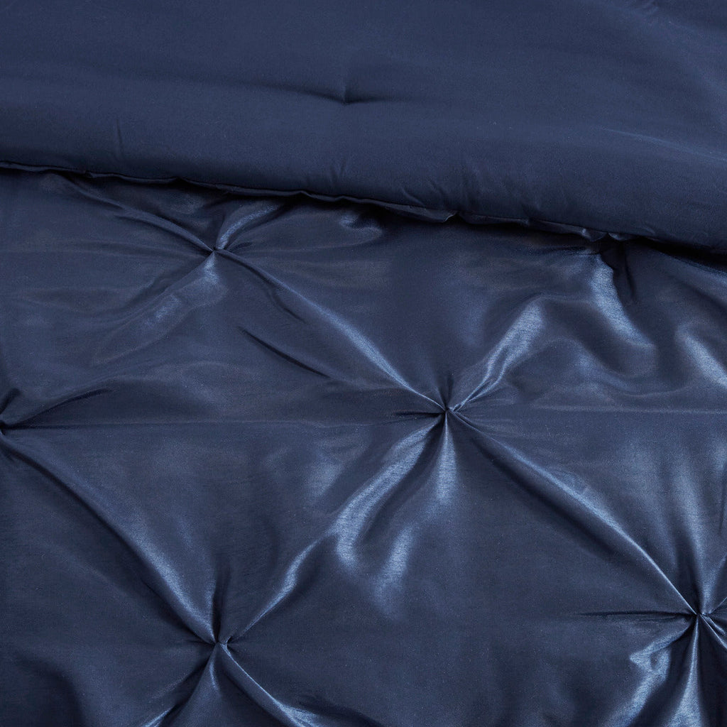 7 Piece Tufted Comforter Set Navy California King