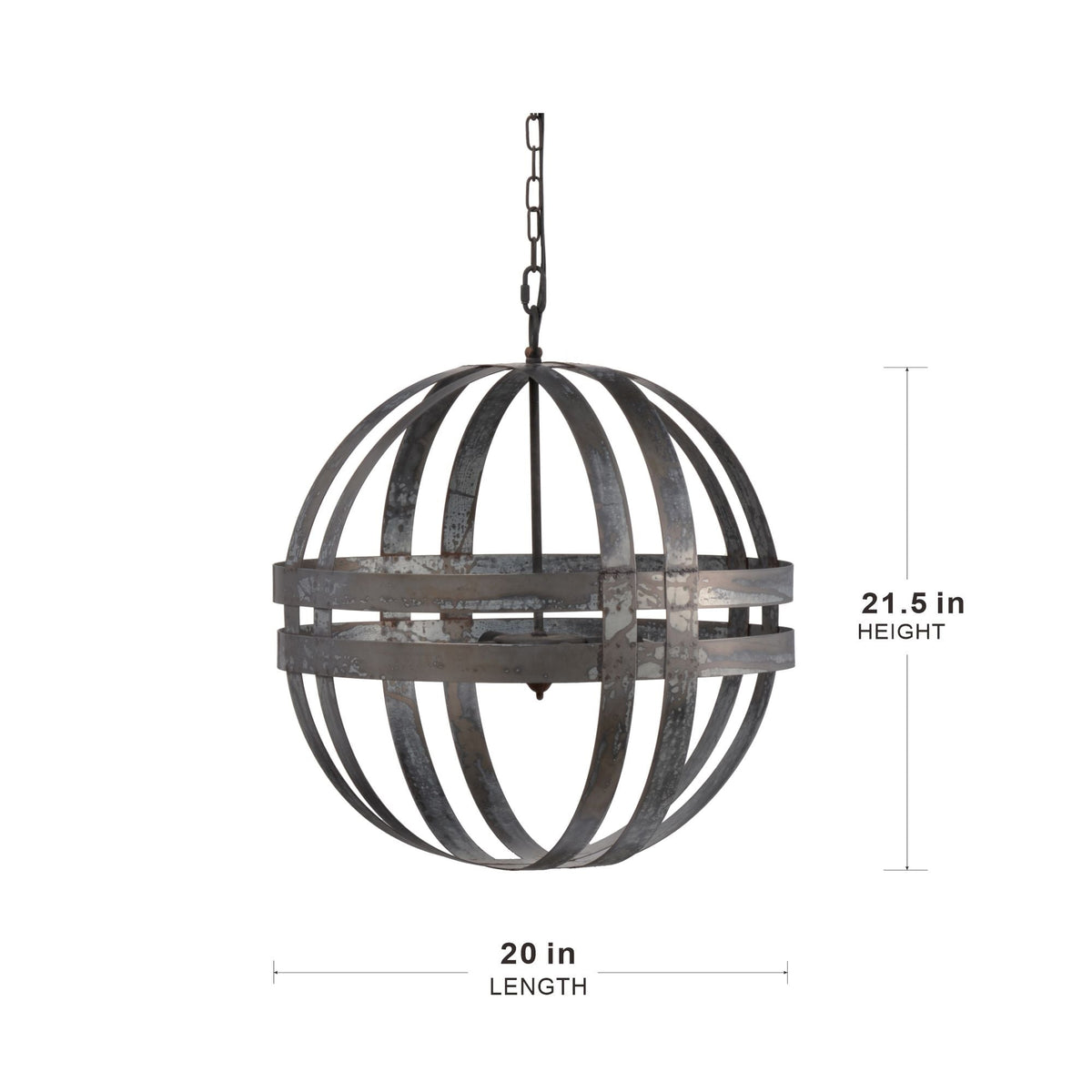 4 Light Galvanized Chandelier, Hanging Light Fixture With Adjustable Chain For Kitchen, Bulb Not Included - Gray