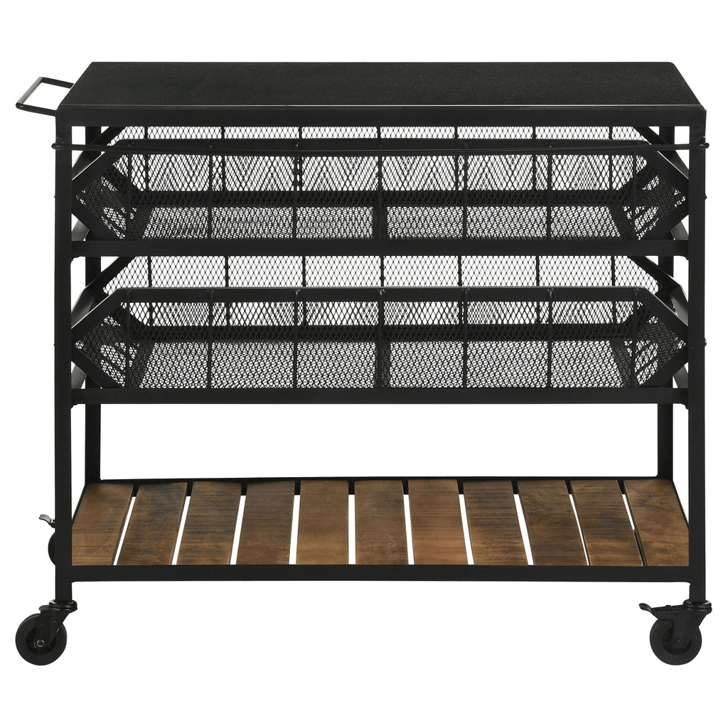 Ingalls - Accent Storage Cart With Casters, Shelves - Black