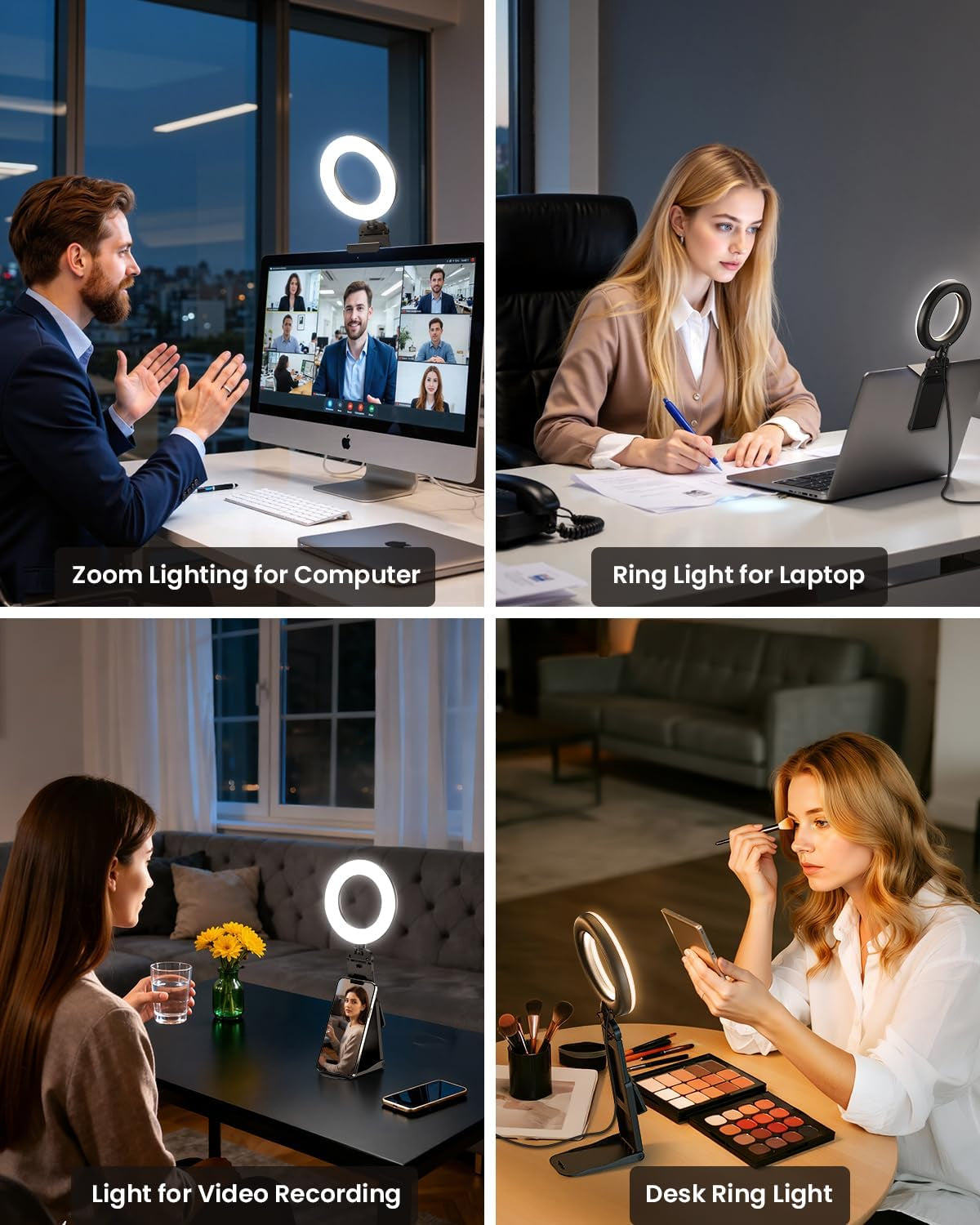 Ring Light for Laptop Desk Clip On,Small Computer Video Conference Lighting with Stand for Phone/Webcam/Monitor,5" Portable Mini LED Selfie Light Desktop for Zoom Meeting/Video Call/Recording