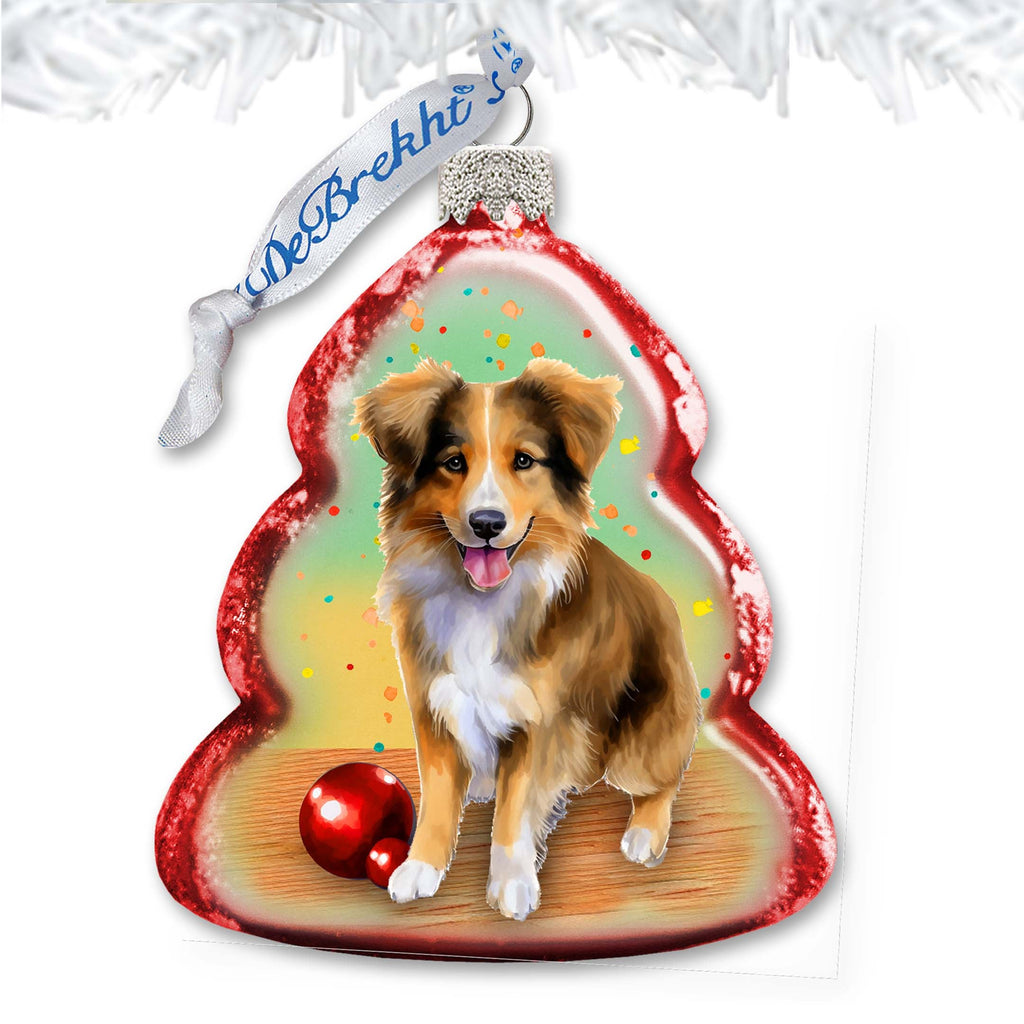 Christmas Ornaments - Playful Dog Keepsake Glass Ornaments by G. Debrekht - Christmas Decor - 777403