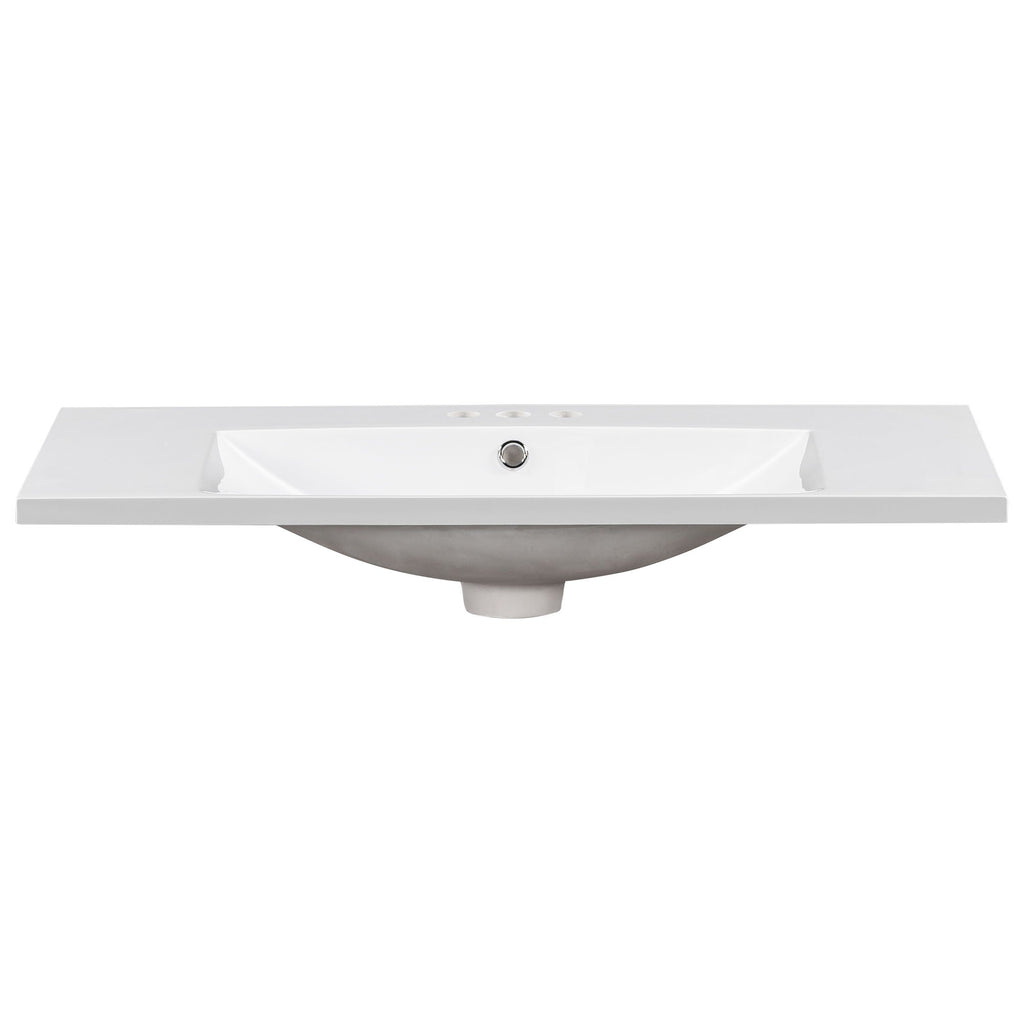 Single Bathroom Basin Sink, Vanity Top Only With 3 Faucet Holes