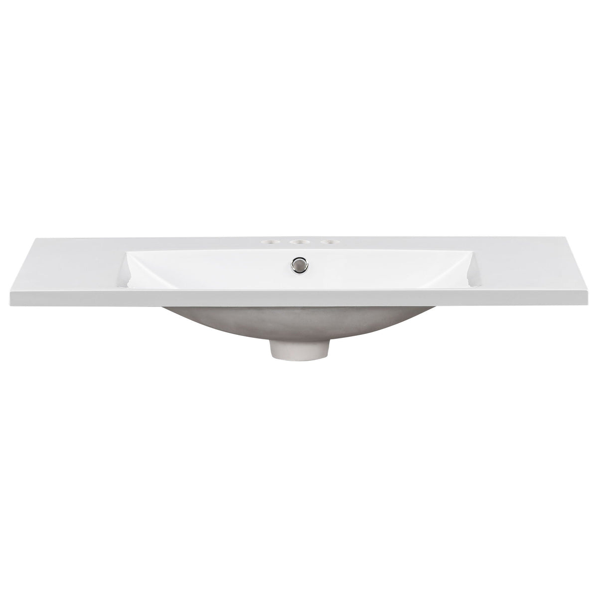 Single Bathroom Basin Sink, Vanity Top Only With 3 Faucet Holes