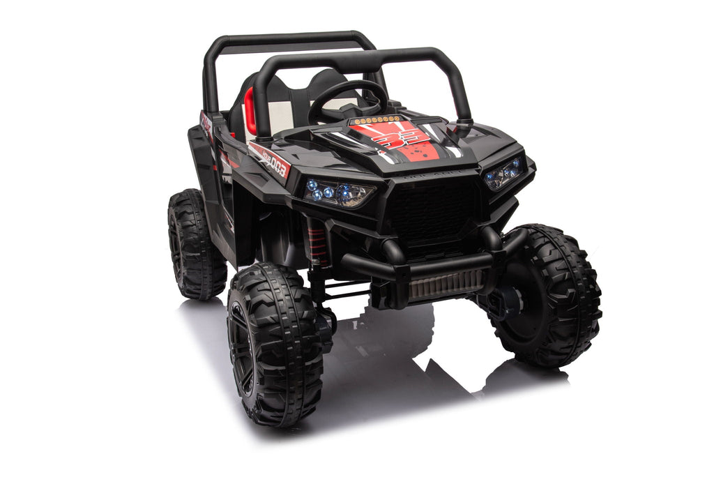 12V7A*2 30W*4 Four-Wheel Drive Seat One Button Start, Forward And Backward, High And Low Speed, Music, Front Light, Power Display, Two Doors Can Open, 2.4G R / C, Seat Belt Four Wheel Absorber