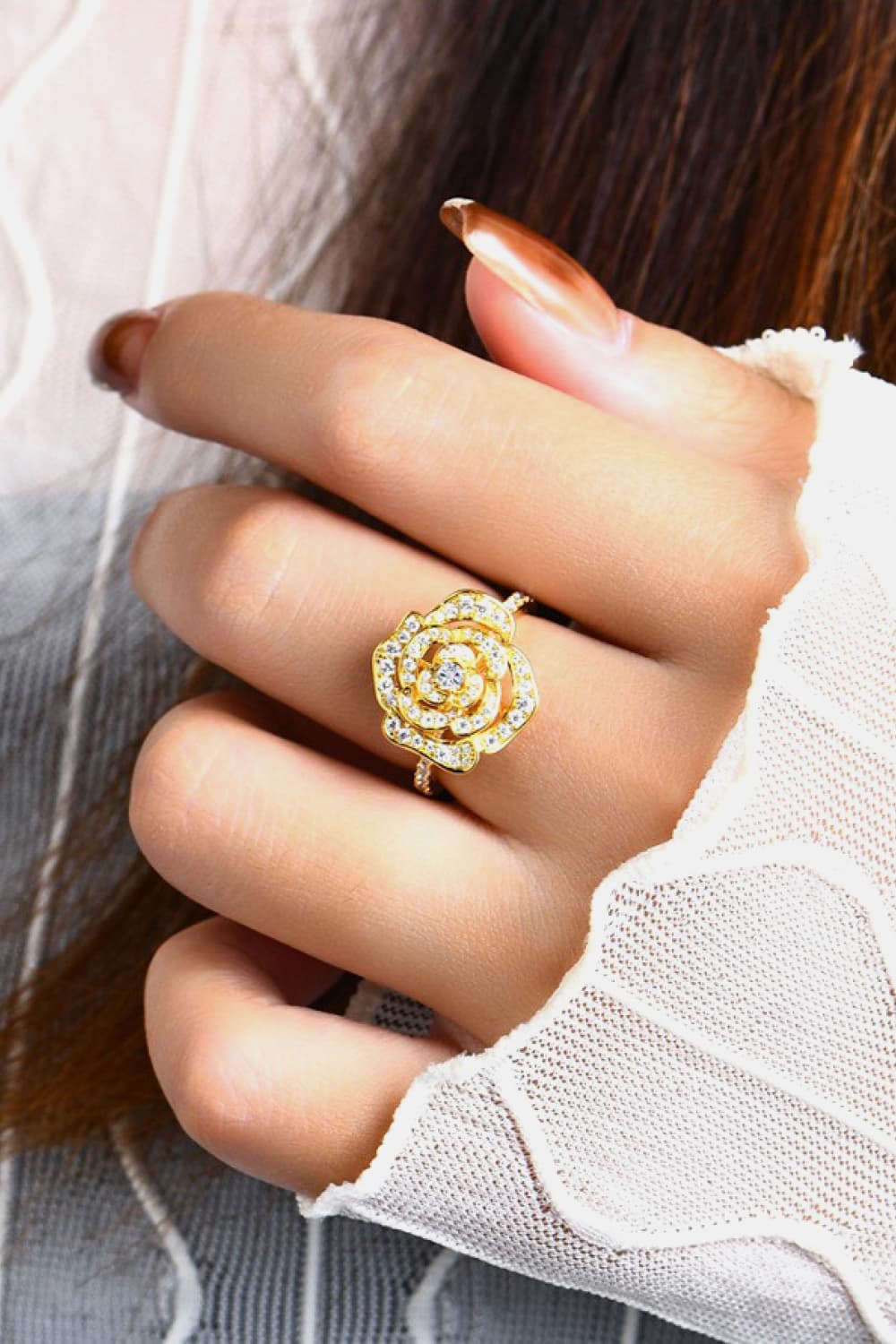 Sparkala™ Flower Shape Ring (Platinum, Yellow Gold or Rose Gold over Sterling Silver)