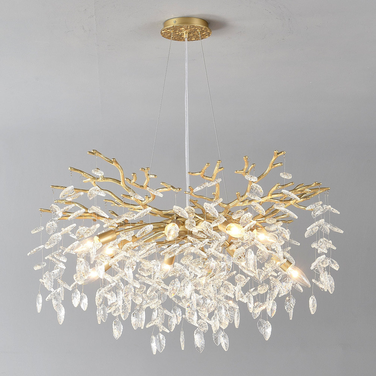 8-Light Crystal Gold Chandelier for Dining Room and Kitchen Island