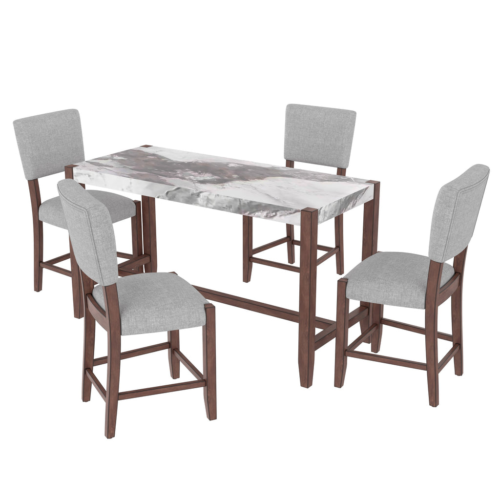 Set of 4 Mid-Century Modern Linen Upholstered Bar Stools