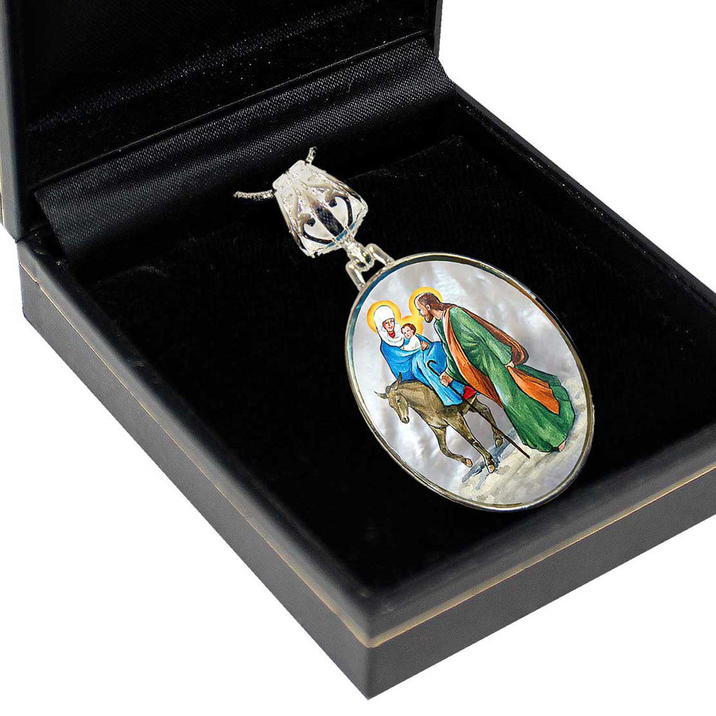 Flight to Egypt Silver Plated Mother of Pearl Jewelry Necklace - 43016