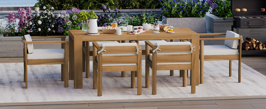 TREXM 7-Piece Patio Dining Table Set for 6