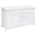 Bathroom Vanity With Double Sinks, 3 Drawers & 4 Doors - White